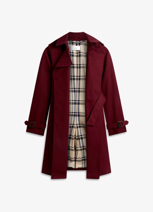 Hobbs Skylar double-breasted trenchcoat met strikceintuur - detail bordeauxrood