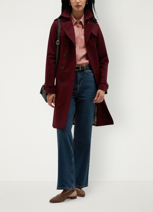 Hobbs Skylar double-breasted trenchcoat met strikceintuur - detail 2 bordeauxrood