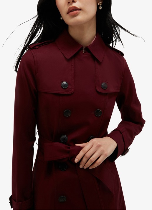 Hobbs Skylar double-breasted trenchcoat met strikceintuur - detail 3 bordeauxrood
