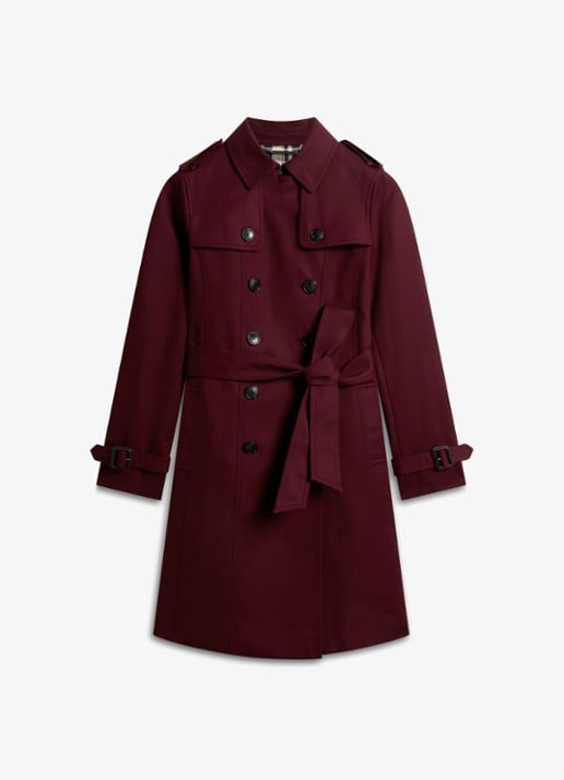 Hobbs Skylar double-breasted trenchcoat met strikceintuur - voorkant 6 bordeauxrood