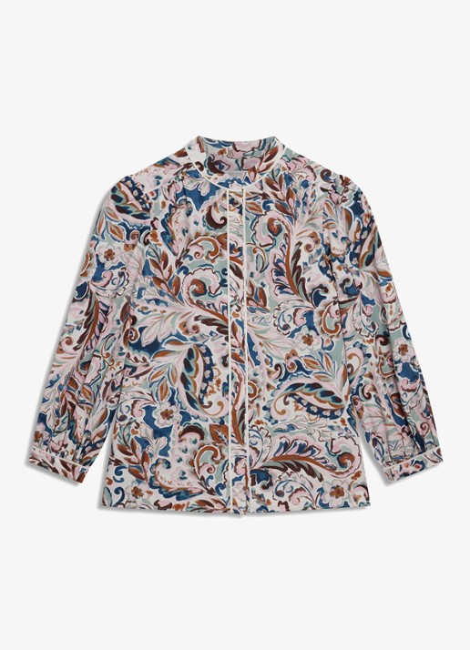 Hobbs Soraya blouse met print - voorkant 6 donkerblauw
