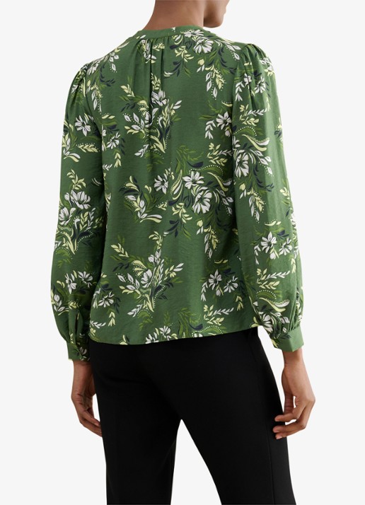 Hobbs Sylvia tuniek met pofmouw en print - achterkant groen