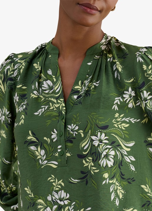 Hobbs Sylvia tuniek met pofmouw en print - detail 3 groen
