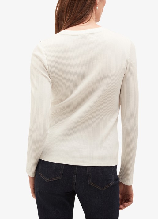 Hobbs Tamsin ribgebreide longsleeve met sierknopen - achterkant 5 ivoor