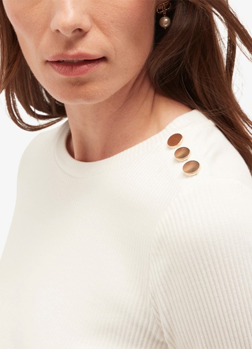 Hobbs Tamsin ribgebreide longsleeve met sierknopen