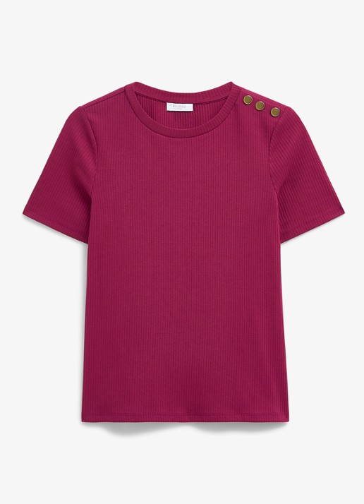 Hobbs Tamsin T-shirt met ribstructuur - voorkant 4 roze