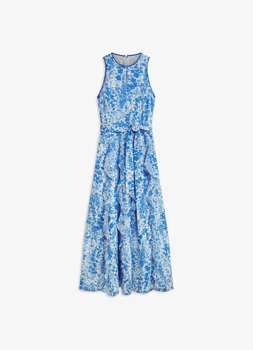 Hobbs Taryn maxi jurk met bloemenprint - voorkant blauw