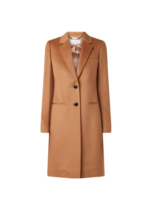 Hobbs Tilda mantel van wol met steekzakken - voorkant 2 camel