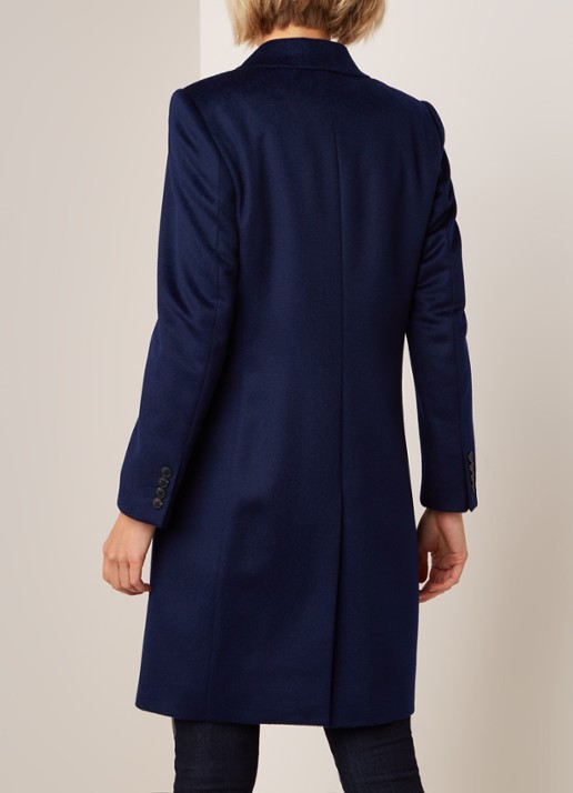 Hobbs Tilda mantel van wol met steekzakken - achterkant 2 donkerblauw