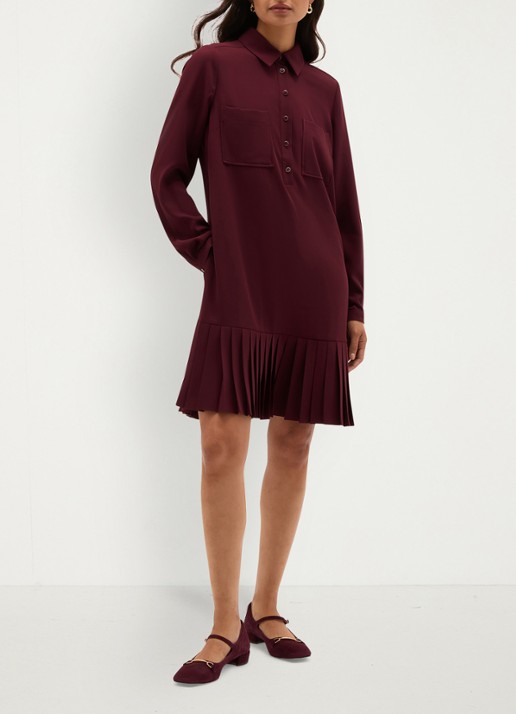 Hobbs Tina mini jurk met plooien - voorkant 3 paars