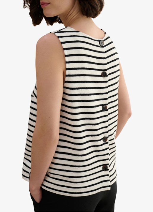 Hobbs Top met streepprint - detail 3 zwart