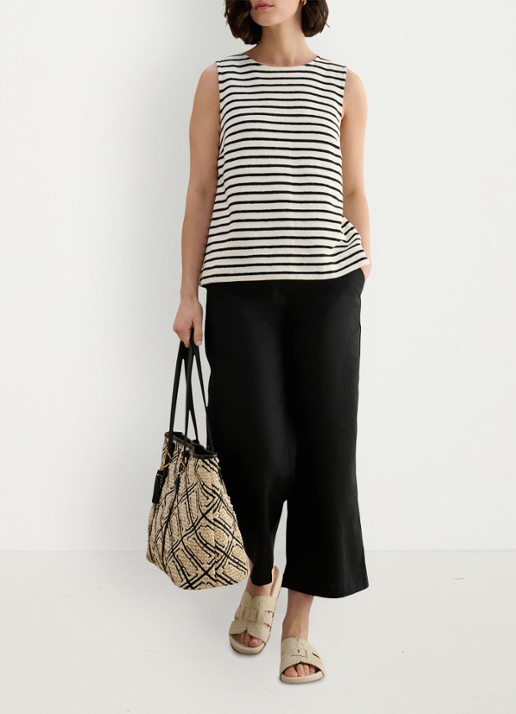 Hobbs Top met streepprint - voorkant 6 zwart