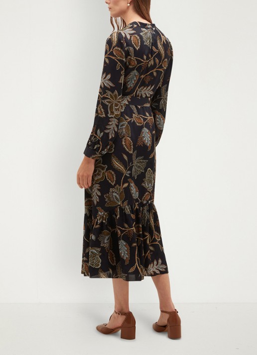 Hobbs Vespa midi jurk met bloemenprint - achterkant donkerblauw