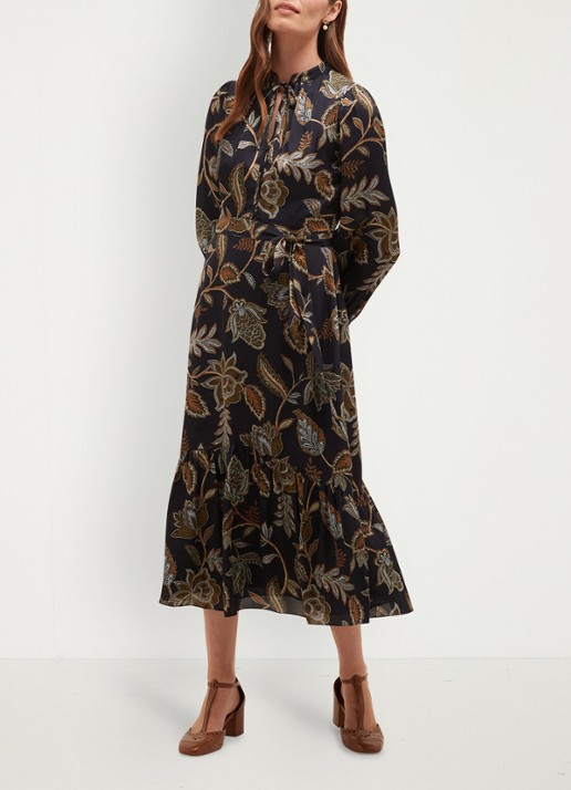 Hobbs Vespa midi jurk met bloemenprint - voorkant 3 donkerblauw