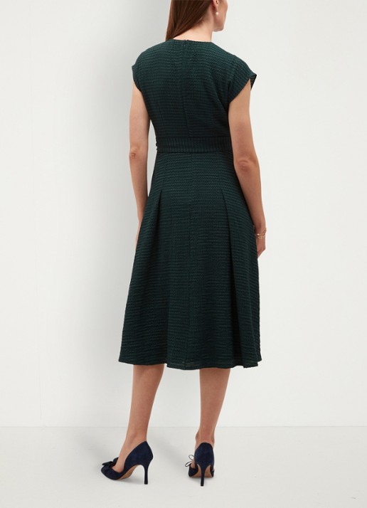 Hobbs Viviene midi jurk met strikceintuur - achterkant 4 groen