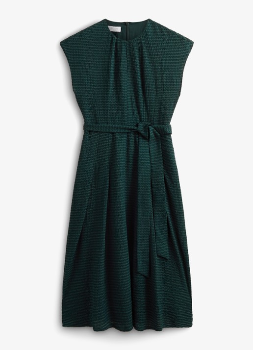 Hobbs Viviene midi jurk met strikceintuur - voorkant 5 groen