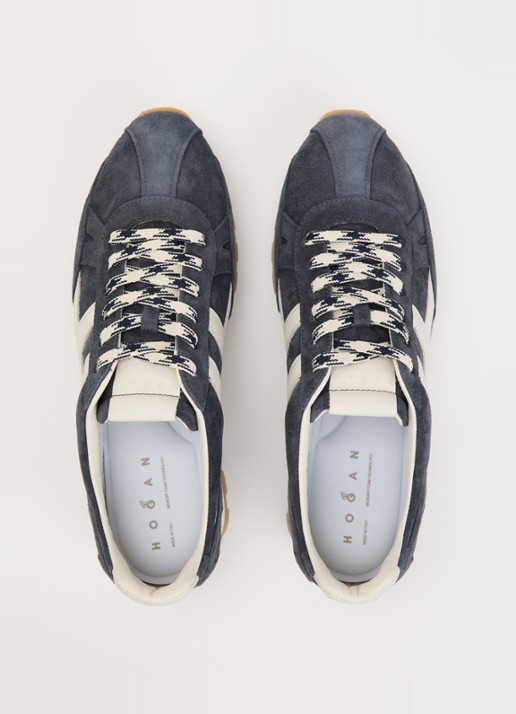 Hogan 86er sneaker van suède  - detail 2 donkerblauw