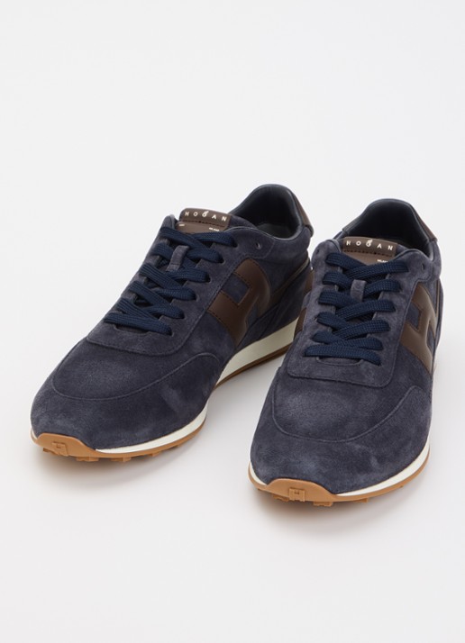 Hogan Allacciato sneaker van suède - detail 2 donkerblauw