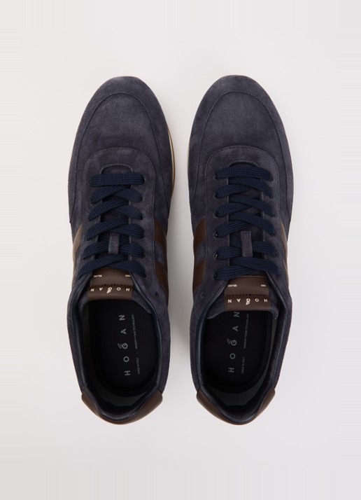 Hogan Allacciato sneaker van suède - detail 3 donkerblauw