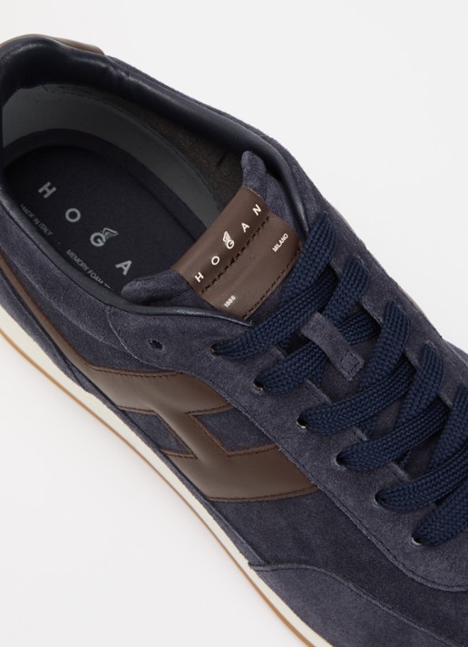 Hogan Allacciato sneaker van suède - detail 5 donkerblauw