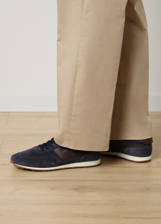 Hogan Allacciato sneaker van suède - voorkant 7 donkerblauw