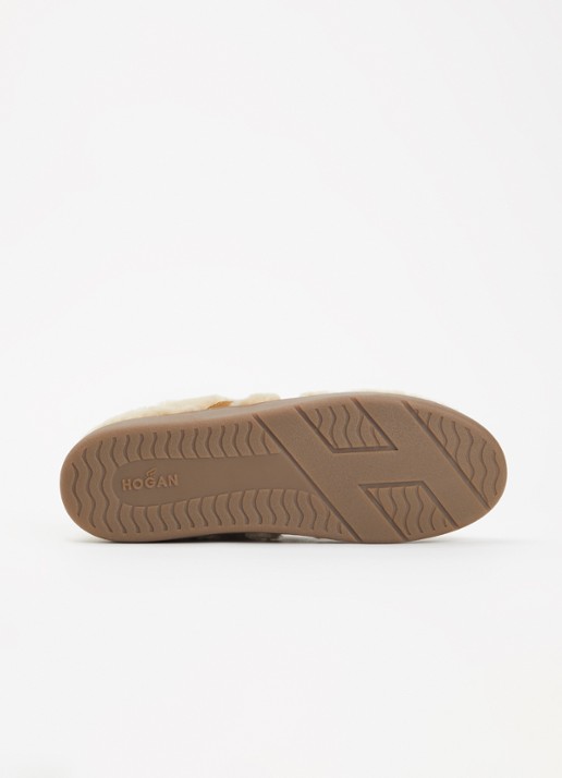 Hogan Cool Shearling sneaker van schapenvacht met details van nubuck - detail 3 beige
