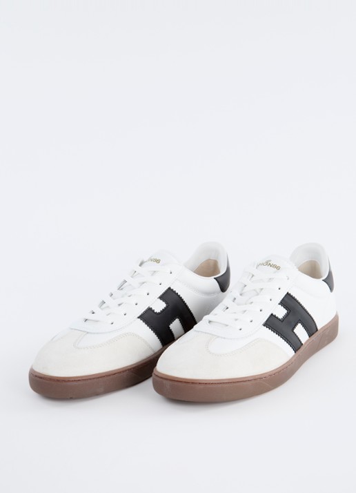 Hogan Cool sneaker van leer met suède details - detail 2 gebroken wit