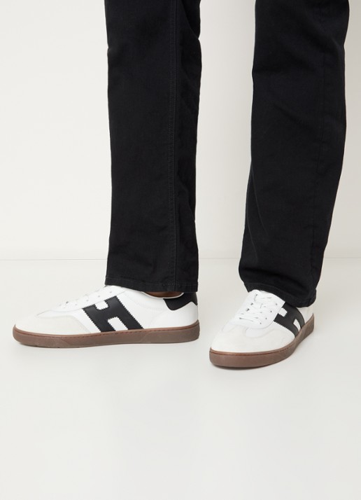 Hogan Cool sneaker van leer met suède details - voorkant 7 gebroken wit