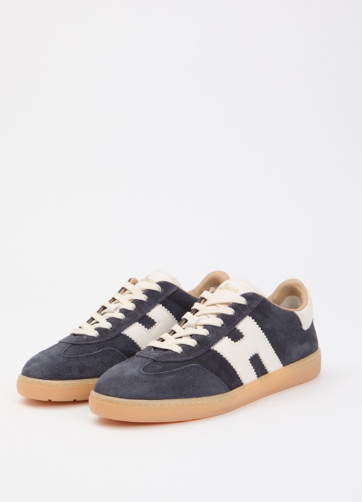 Hogan Cool sneaker van suède met logo - detail 4 donkerblauw