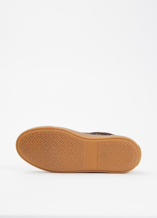 Hogan Crosswind H705 sneaker van suède met plateauzool - detail 5 kastanjebruin