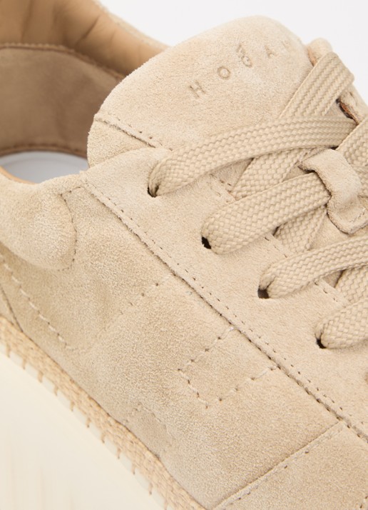 Hogan H-Stripes sneaker van suède met plateauzool - detail 5 beige