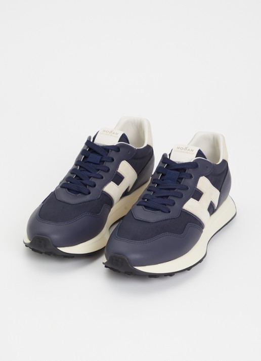 Hogan H601 sneaker met details van leer en nubuck - detail 2 donkerblauw