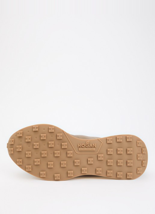 Hogan H601 sneaker van leer met details van suède - detail 5 lichtbruin