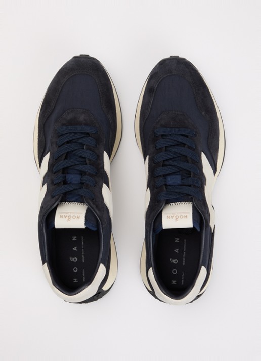 Hogan H601 sneaker van mesh met suède details - detail 4 donkerblauw