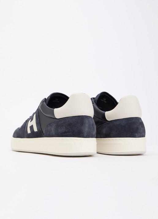Hogan H668 H-TV sneaker van suède met details van leer - achterkant donkerblauw