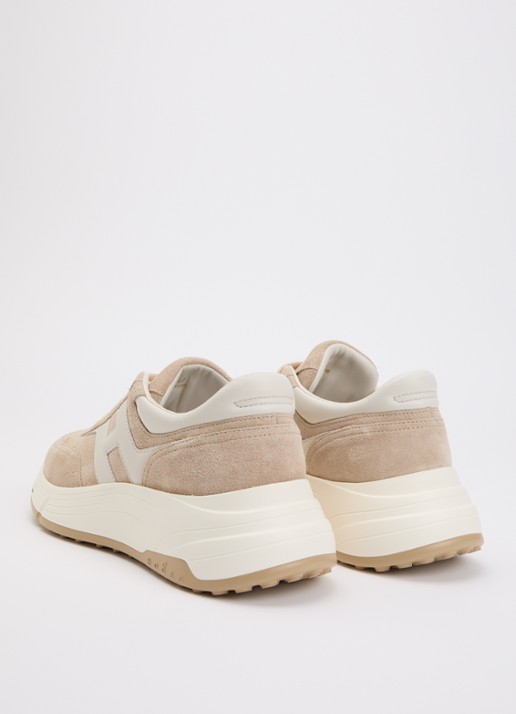 Hogan H669 Allicciato sneaker van suède - achterkant 5 beige