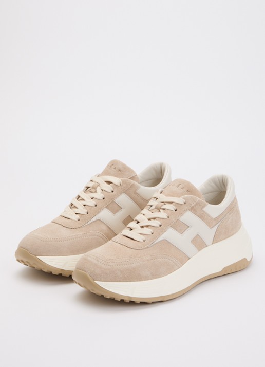 Hogan H669 Allicciato sneaker van suède - detail beige