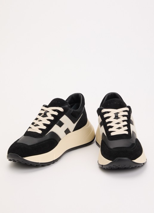 Hogan H669 sneaker van leer met suède details - detail 4 zwart