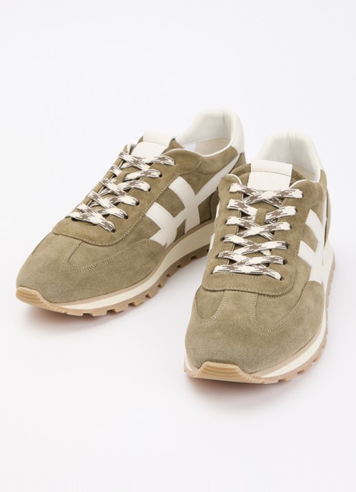 Hogan H701 86er sneaker van suède  - detail 3 olijfgroen
