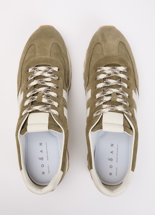 Hogan H701 86er sneaker van suède  - detail 4 olijfgroen