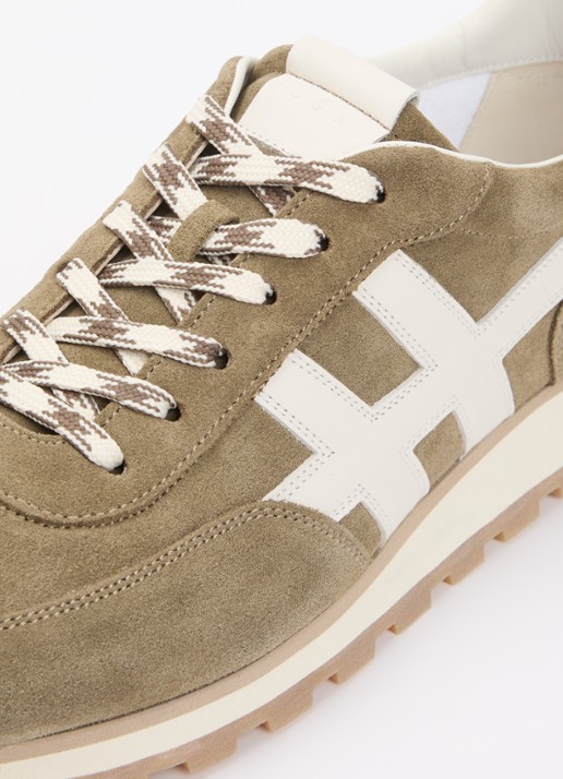 Hogan H701 86er sneaker van suède  - detail 6 olijfgroen