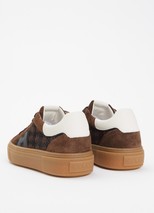 Hogan H705 sneaker van suède met plateauzool - achterkant 6 beige