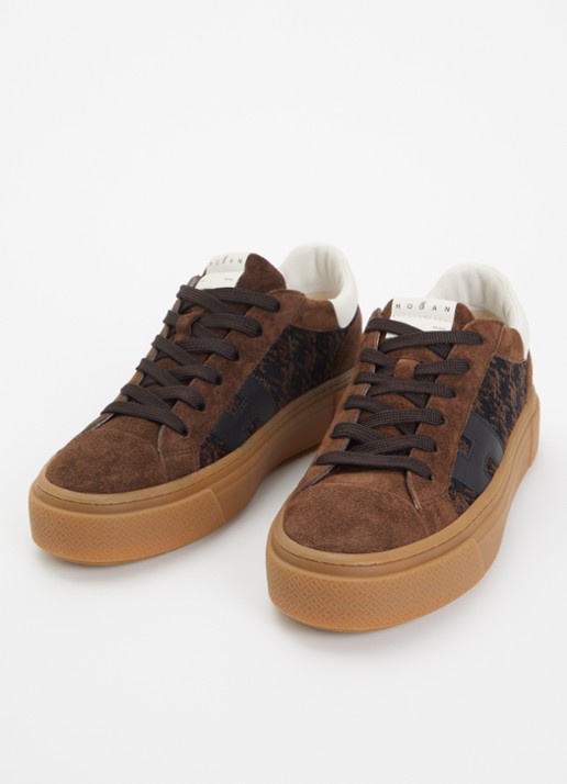 Hogan H705 sneaker van suède met plateauzool - detail 2 beige