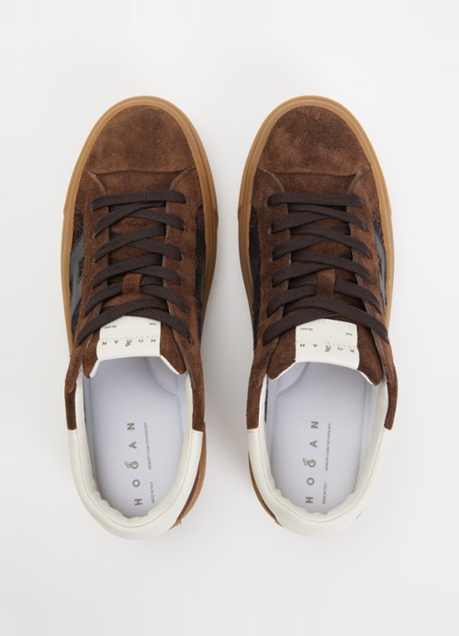 Hogan H705 sneaker van suède met plateauzool - detail 3 beige