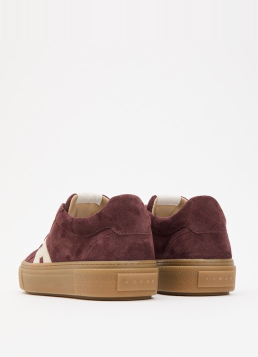 Hogan H705 sneaker van suède met plateauzool - achterkant 6 bordeauxrood