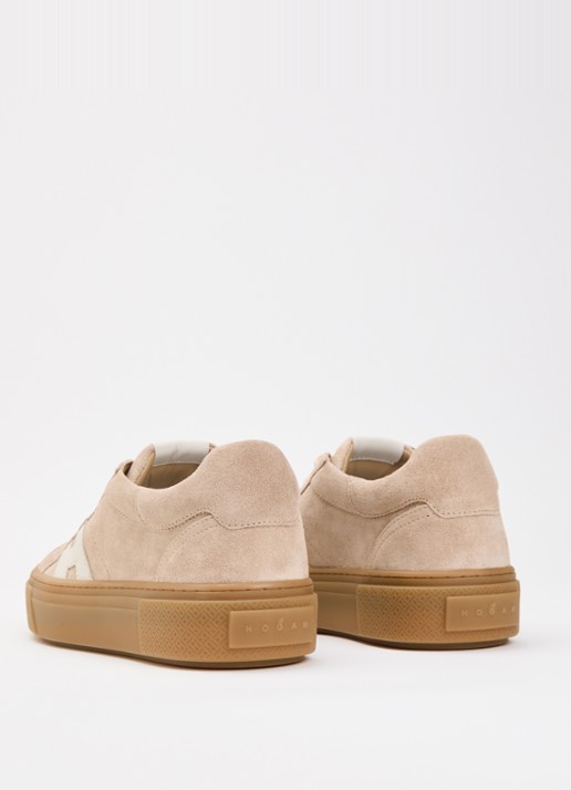 Hogan H705 sneaker van suède met plateauzool - achterkant 6 lichtroze