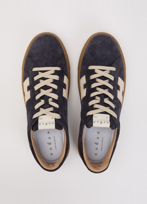 Hogan H705 sneaker van suède - detail 4 donkerblauw
