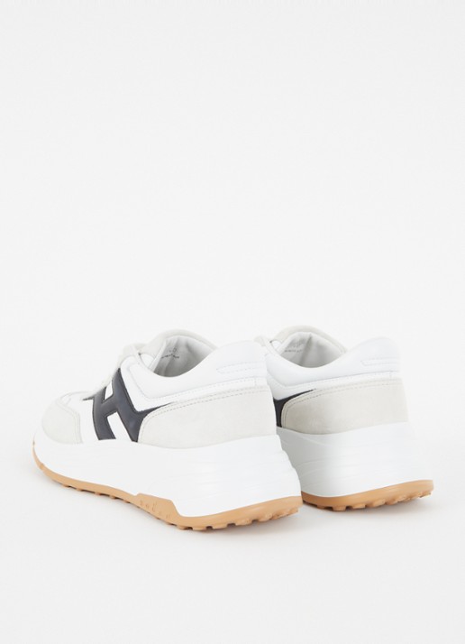 Hogan Hi-Fi sneaker van leer met suède details - achterkant 7 wit