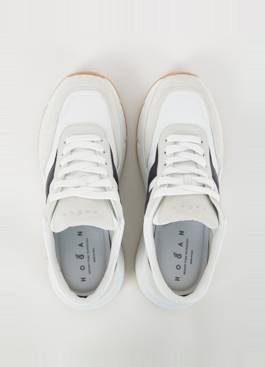 Hogan Hi-Fi sneaker van leer met suède details - detail 2 wit