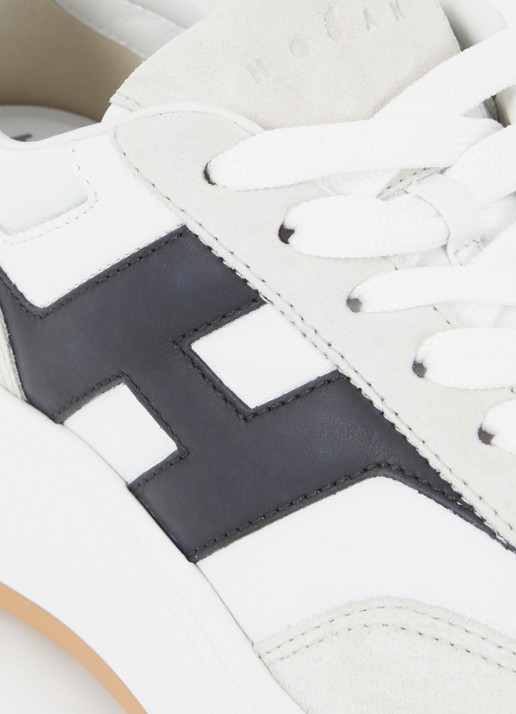 Hogan Hi-Fi sneaker van leer met suède details - detail 4 wit